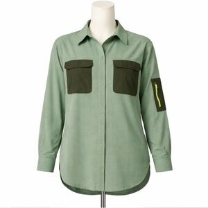 Lululemon Grid Fleece Hiking Overshirt Green Women Size 8 Snap Front Gorpcore